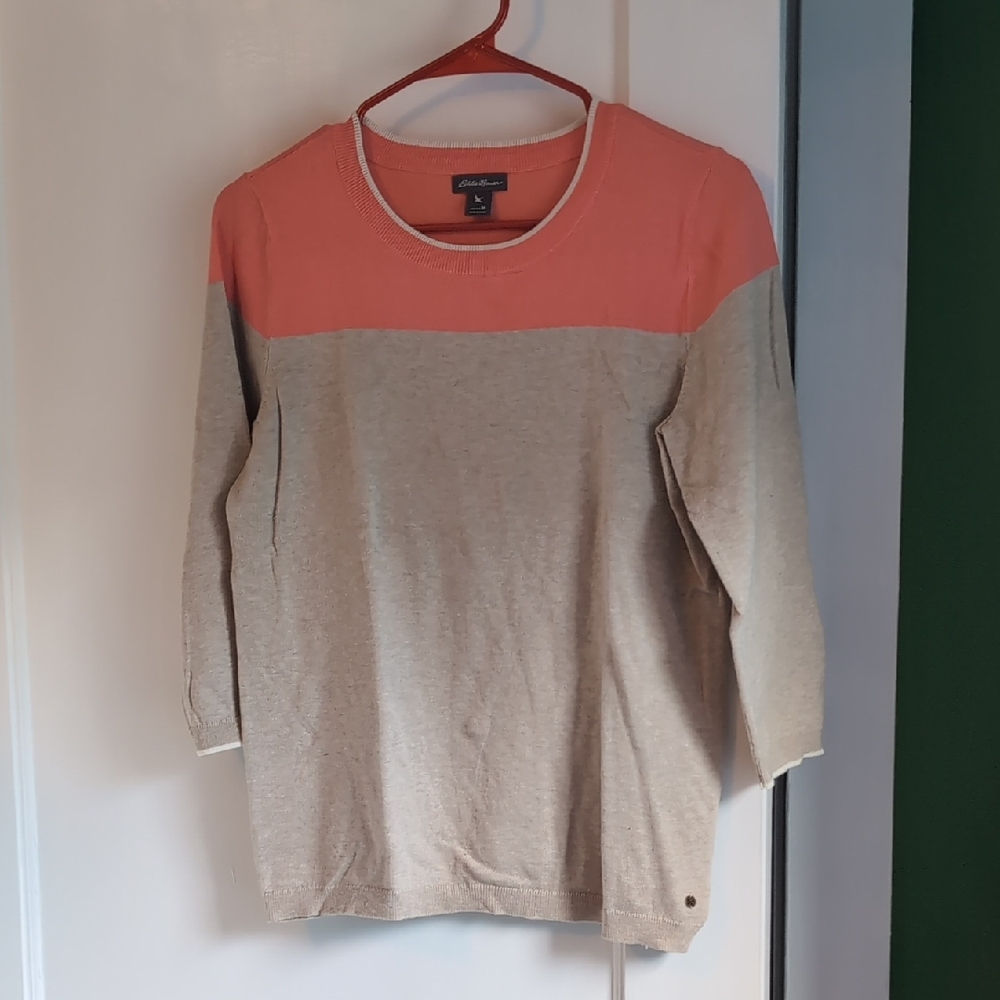 Eddie Bauer Coral and Beige Sweater